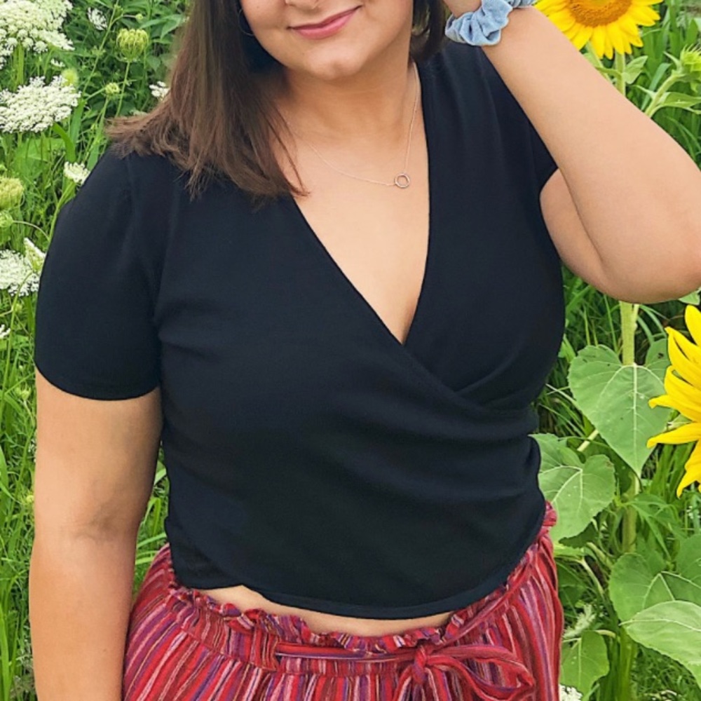 black wrap top - ann taylor loft